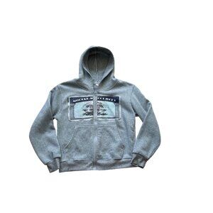 Mens Zip Up Hoodie Social Security Graphic Print Gray Fleece Sweatshirt